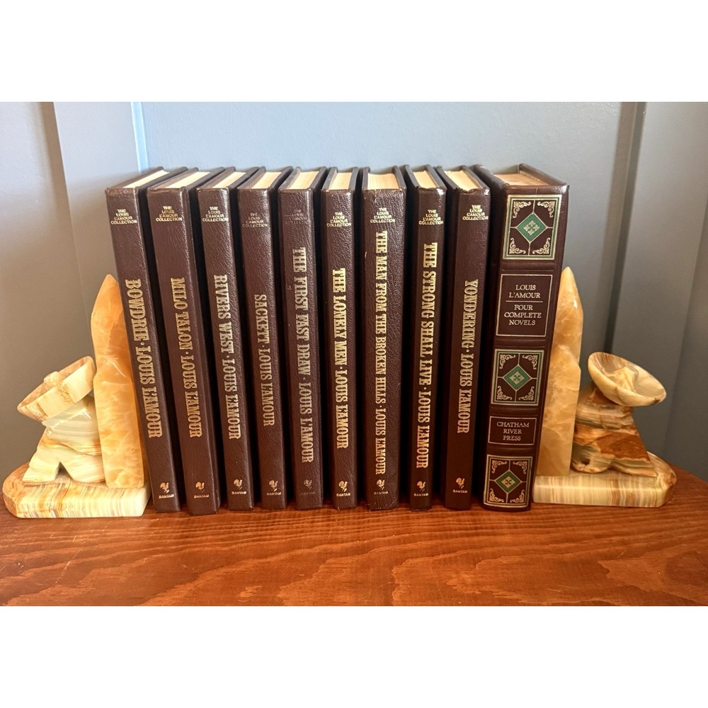 Louis L'Amour Hardcover Western Book Lot Leatherette Bantam Collection 10 Books